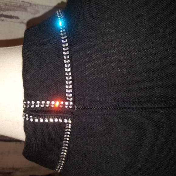 RARE Vintage Professionally Tailored Elegant Rhinestone Neckline Black Tie Top S - Picture 9 of 16